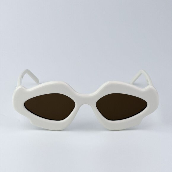 Loewe Men BRAND NEW Sunglasses LW40109U 21E CURVY Shiny Ivory Brown Geometric - Picture 5 of 12